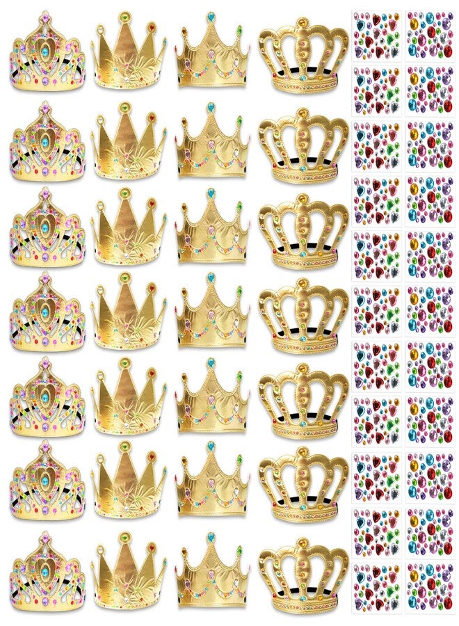 SENONAPO 50 Pcs Foam Crowns Kids Princess Tiaras Crowns Bulk with 2 Styles DIY Diamond Sticker Making Kits for Kids Birthday Party Supplies - Image 1